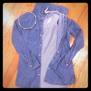 Denim button down girls shirt